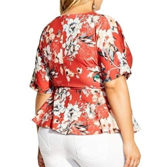 NWT CITY CHIC Floral Twist Front Plus Size Women's Blouse XL‎ (Size 22) - Picture 2 of 6
